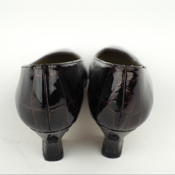 Proxy sz 6 brown leather croc pattern patent pumps - Picture 4 of 8